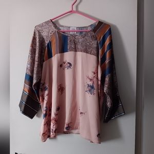 CIPESSA PRIN Italy Silk Satin Multicolor Floral Print Pullover Blouse L